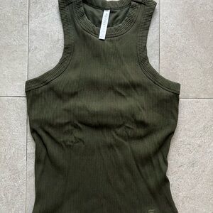Fabletics Olive Ribbed Tank Top